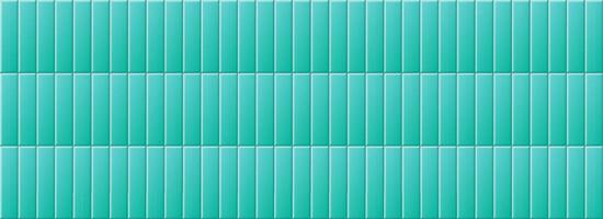 Seamless blue green tile pattern. Rectangle ceramic tiled texture for bathroom wall, kitchen floor, pool surface. Repeating cyan mosaic grid background. Turquoise vertical brick backdrop vector