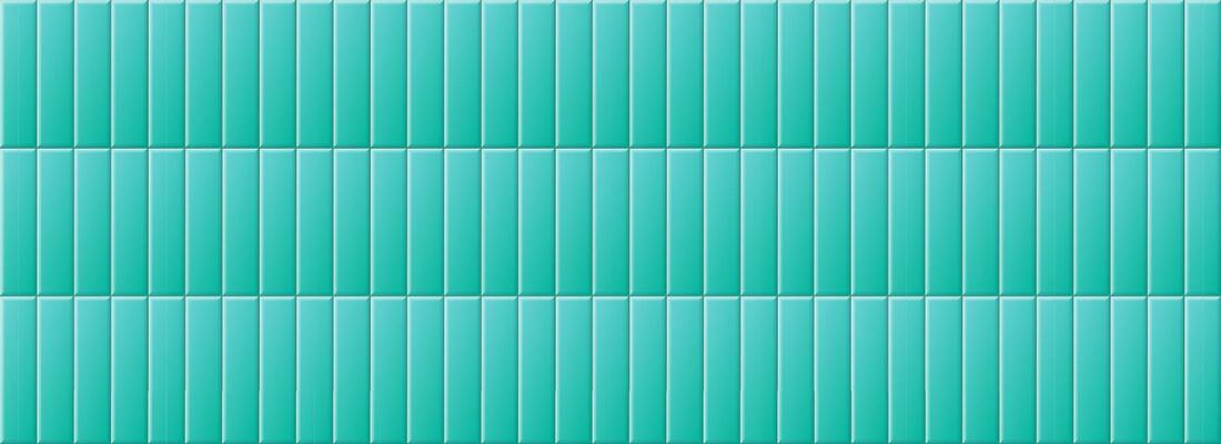 Seamless blue green tile pattern. Rectangle ceramic tiled texture for bathroom wall, kitchen floor, pool surface. Repeating cyan mosaic grid background. Turquoise vertical brick backdrop