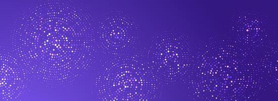 Digital technology pattern wallpaper. Glowing purple dotted circle background. Abstract dot round grid backdrop for business, science, healthcare, medicine, finance. Violet texture surface vector