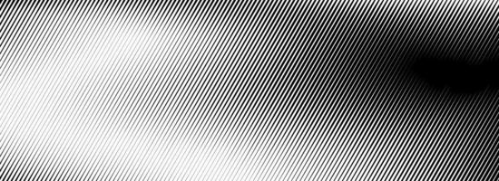 Vanishing linear gradient texture. Black diagonal stripe gradation background. Thin to thick fade slanted backdrop. Oblique parallel stroke wallpaper for overlay, print, cover, banner vector
