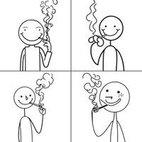 stick figures smoking and happy vector