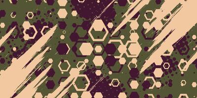 a green and brown background with a pattern of hexagons vector
