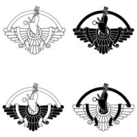 The ancient Zoroastrian symbol of the winged solar disk, adorned with a flowing ribbon vector