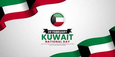 Kuwait Flag for National day greeting card background with blank space area vector
