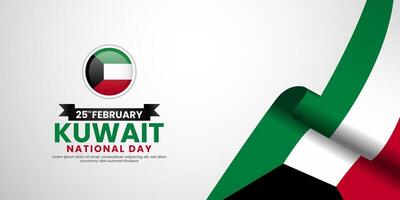 Kuwait Flag for National day greeting card, banner background with blank space text vector