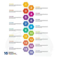 Infographic 16 process and number for presentation. vector