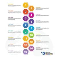 Infographic 15 process and number for presentation. vector