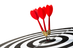three red dart on target isolated png