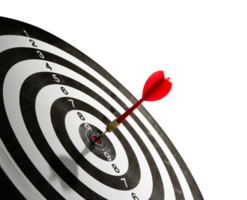 red dart hit into dartboard isolated png