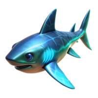 Cartoon Shark 3D Render - A whimsical 3D render of a cartoon shark with exaggerated features and playful expression png