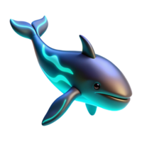 Glowing Whale Three Dimensional Render in a Mesmerizing Scene of Oceanic Majesty png