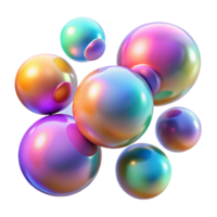 Iridescent Spheres Abstract Art - A conceptual artwork featuring iridescent spheres creating a dynamic and modern visual composition png