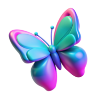 Vibrant 3D Butterfly Render - A captivating 3D render of a butterfly with vibrant colors highlighting its delicate beauty and intricate design png