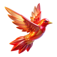 Red Bird in a Three Dimensional Render with Wings and Flight in a Dynamic Scene png