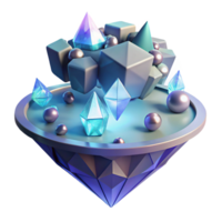 Crystals Gems and Geometric Shapes - A conceptual artwork featuring crystals gems and geometric shapes creating a dynamic and modern visual composition png