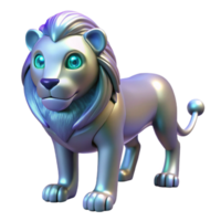 Metallic Lion Cub in a Three Dimensional Render of Futuristic Design png