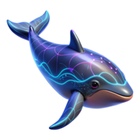 Neon Dolphin in a Three Dimensional Render of Oceanic Light png