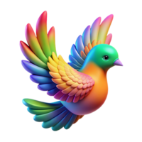 Rainbow Bird in a Three Dimensional Colorful Avian Art with Vibrant Feathers and Dynamic Pose png