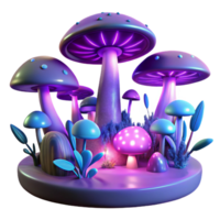 Glowing Mushroom Fantasy - A luminous depiction of a mushroom with glowing elements highlighting its enchanting presence and mystical atmosphere png