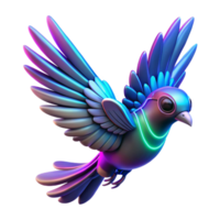 Neon Bird in a Vibrant Three Dimensional Render of Colorful Design png