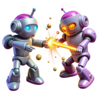 Robot Battle with a Laser Fight in a Futuristic Three Dimensional Scene png