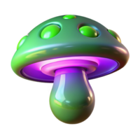 Glowing Green Mushroom 3D Render - A luminous 3D render of a mushroom with glowing green elements highlighting its ethereal beauty and enchanting presence png