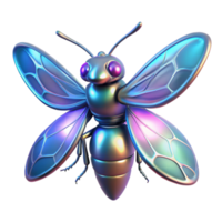 Iridescent Insect 3D Render - A stunning 3D render of an insect with iridescent features showcasing a spectrum of colors and intricate design png