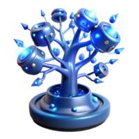 Glowing Blue Tech Tree - A luminous depiction of a tech tree with glowing blue elements highlighting its advanced design and modern aesthetic png