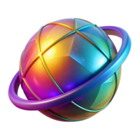 Rainbow Sphere with a Ring in a Vibrant Three Dimensional Scene of Colorful Design png