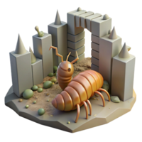 Sand Creature in Stone Archway in a Whimsical Three Dimensional Scene of Adventure png