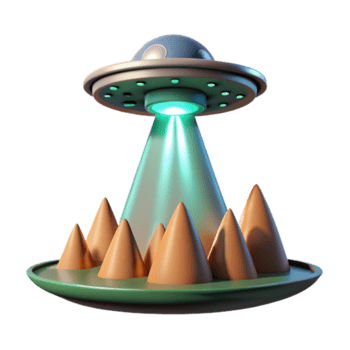 no identificado volador objeto flotando terminado montañas en un Tres dimensional hacer con misterioso presencia png