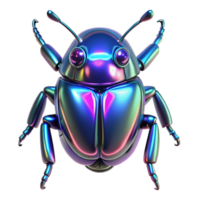 Iridescent Beetle 3D Render - A stunning 3D render of a beetle with iridescent features showcasing a spectrum of colors and intricate design png