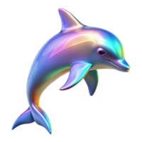 Iridescent Dolphin Three Dimensional Render with Shimmering Skin and Graceful Movement png