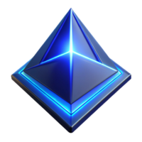 Glowing Blue Pyramid 3D Render - A futuristic 3D render of a glowing blue pyramid emphasizing its mysterious and advanced design png