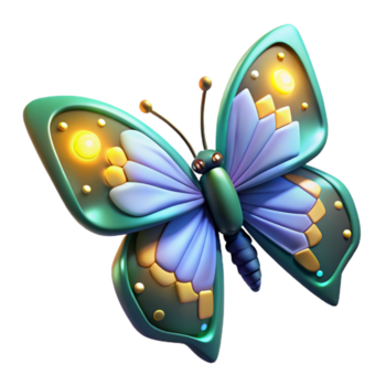 gloeiend vlinder 3d geven - een lichtgevend 3d geven van een vlinder met gloeiend elementen markeren haar etherisch schoonheid en delicaat ontwerp png