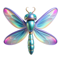 Iridescent Dragonfly in a Three Dimensional Render of Color and Movement png