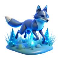 Blue Fox in Winter Scene in a Whimsical Three Dimensional Scene of Nature png