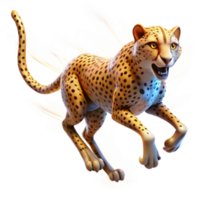 Dynamic Cheetah Render Leaping with Fiery Trail Illustration png