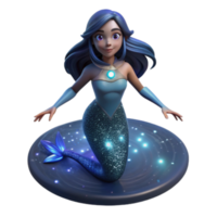 encantado sereia render místico mar criatura com brilhando rabo e estrelado base png
