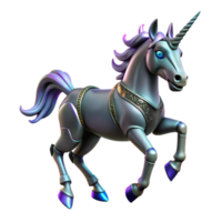 Metallic Unicorn in a Three Dimensional Render of Futuristic Design png