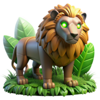 Stylized Lion in Jungle with Playful Expression and Majestic Pose png