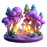 Enchanted Mushroom Forest with Glowing Fungi and Mystical Creatures png