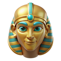 Golden Pharaoh Head in a Three Dimensional Render of Historical Design png