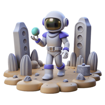 Astronaut on Alien Planet A dynamic depiction of an astronaut navigating a world of alien planets, capturing the essence of space exploration in a digital world. png