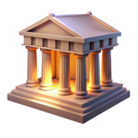 Classical Temple Three Dimensional Model in a Majestic Scene of Historical Design png