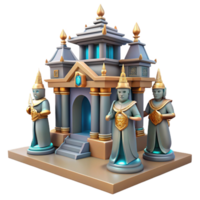 Fantasy Temple with Statues in a Mystical Setting with Enchanting Atmosphere png