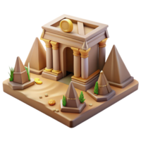 Ancient Temple 3D Render A serene depiction of a temple navigating the digital landscape, captured in a stunning three-dimensional render. png
