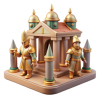 Golden Temple with Guards A dynamic depiction of a temple navigating a world of guards, capturing the essence of protection in a digital world. png
