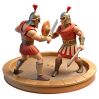 Gladiator Combat Arena Showdown - A dynamic depiction of a gladiator combat in an arena capturing the essence of historical elements and intense action png