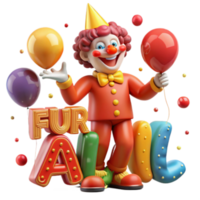 Fun Fair 3D Illustration Joyful Clown Balloons Festive Cartoon Character png
